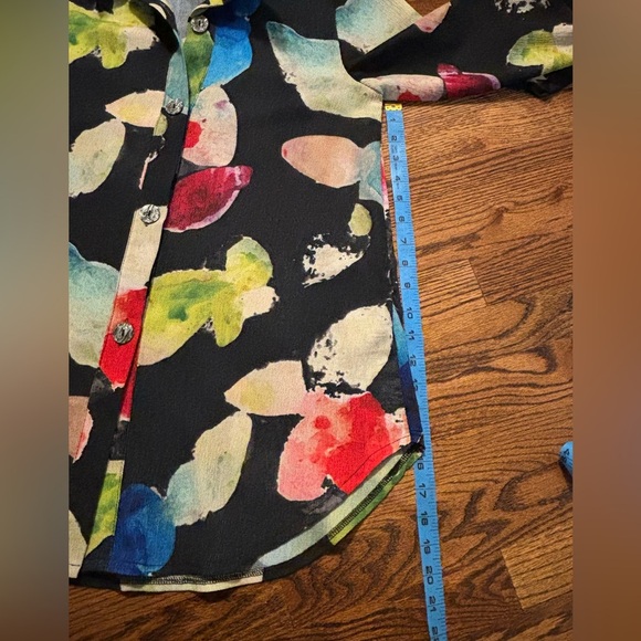 Damee | Art to Wear Tunic Watercolor Blouse Sz PM - Picture 7 of 8